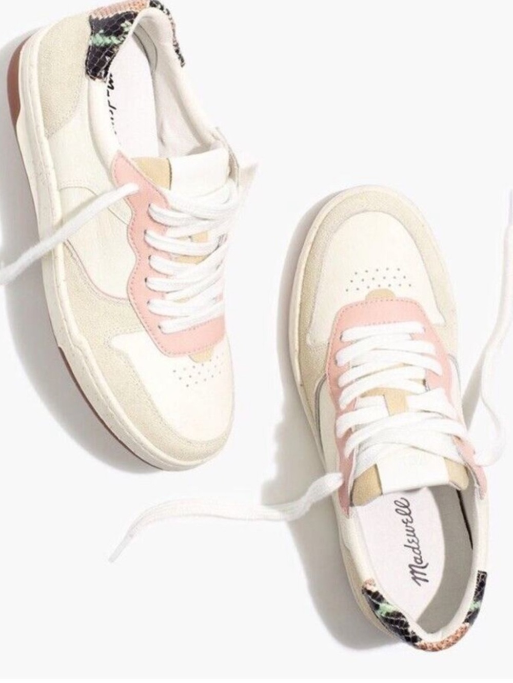 Madewell Women’s Court Sneakers in Colorblock Suede and Snakeskin-size 7